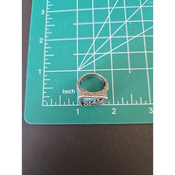 Silpada Aqua Quartz Sterling Silver Hammered Floral Amazonite Ring size 6 - Picture 9 of 11